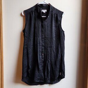 Calvin Klein Black Pleated Sleeveless Blouse Size XS